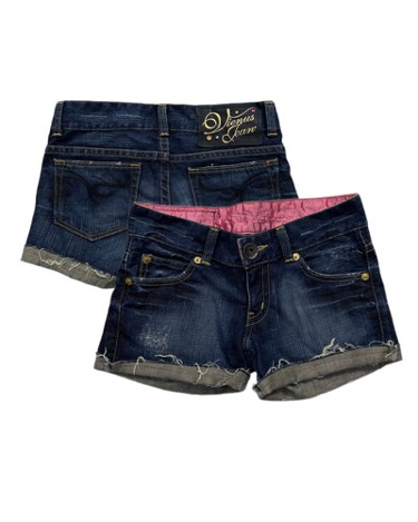 embroidery fade roll-up denim shorts