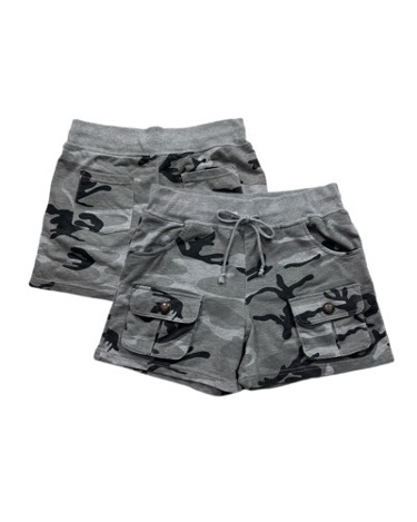 grey camo pocket shorts