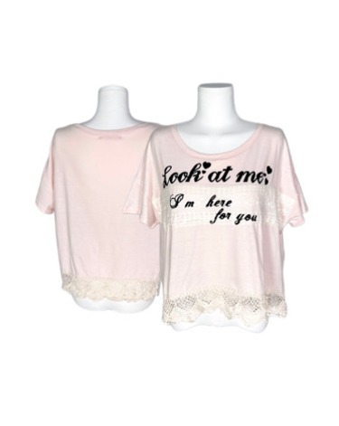ANK ROUGE pink lace boxy t-shirt