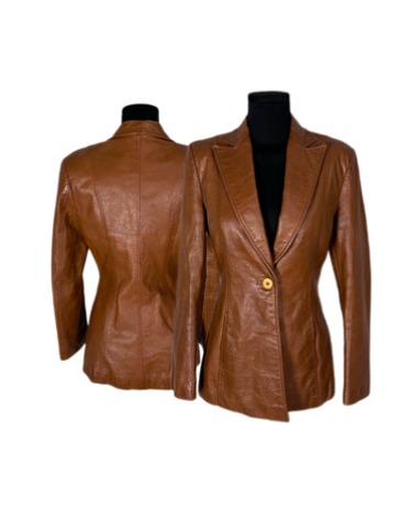 light brown leather blazer