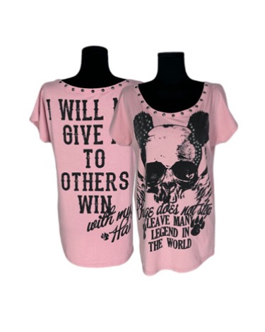 GHOST OF HARLEM punk skull stud pink t-shirt