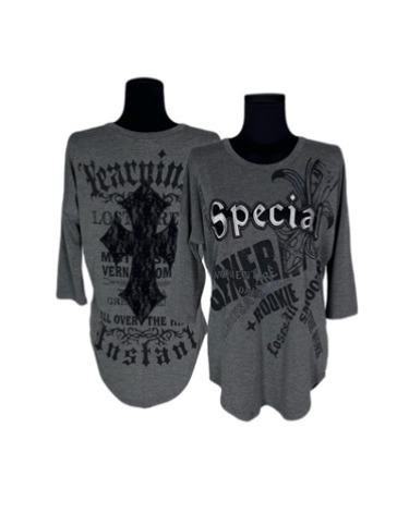 lace gothic cross charcoal t-shirt