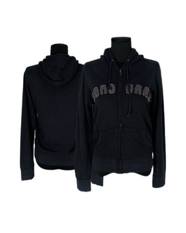 grunge patch lettering hood zip-up