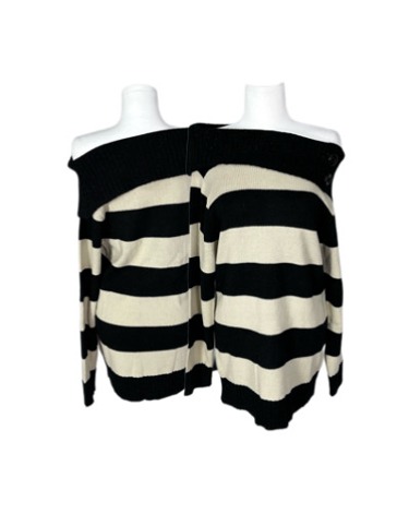 stripe off-shoulder knit dress