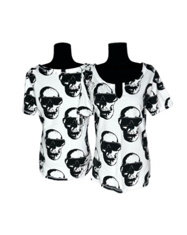 skull grunge sew t-shirt