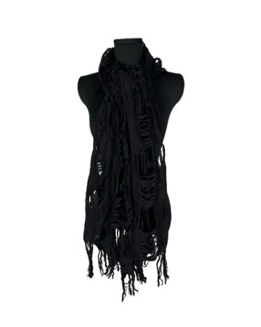 grunge distressed black scarf