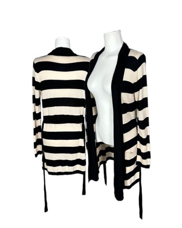 stripe showl knit cardigan