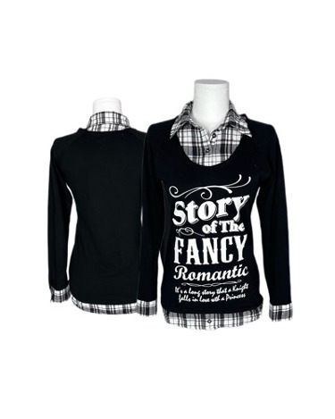 lettering layered check shirt