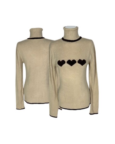 brown heart turtleneck knit