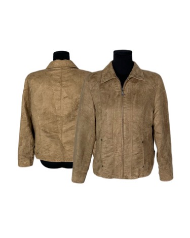 beige shearing zip-up jacket