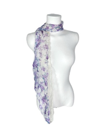 violet flower chiffon scarf