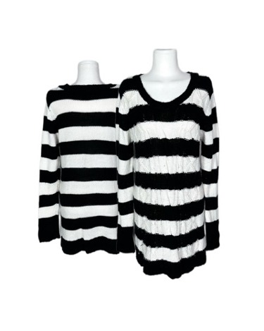 black white cable stripe knit