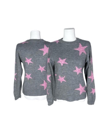 pink glitter star knit