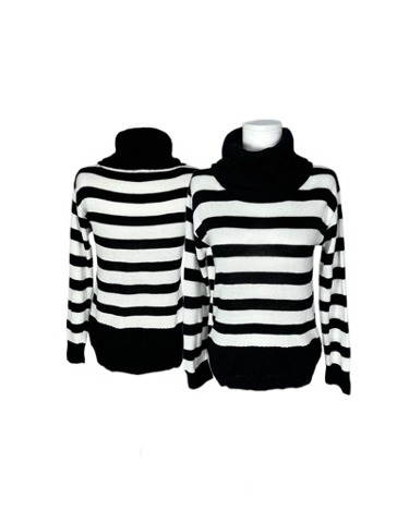 stripe tultle-neck knit top