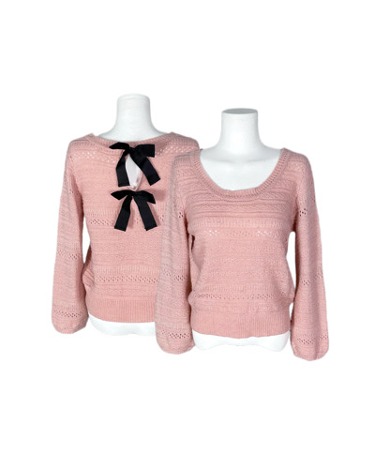 glitter pink ribbon knit top