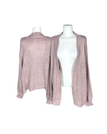 pink knit over cardigan