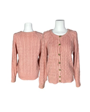 coral cable knit cardigan