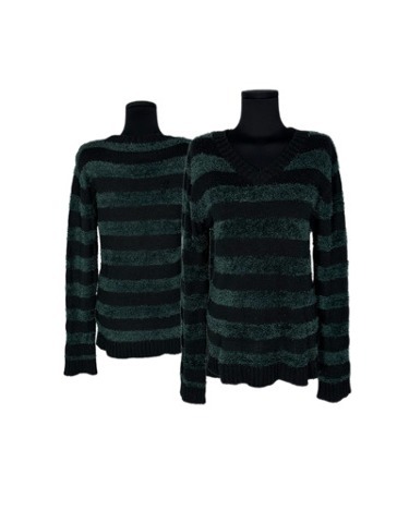 dark green hairy stripe knit