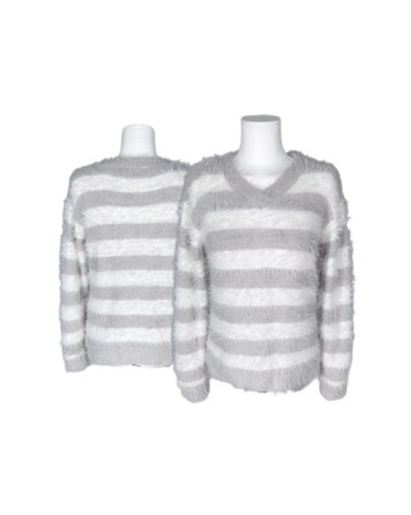 grey fur stripe sweater