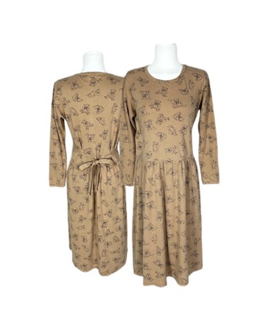 brown bear pattern sweat dress