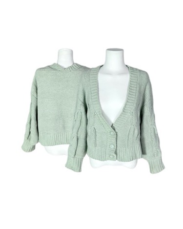 mint green knit crop cardigan