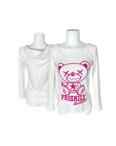 kitsch bear white hood t-shirt