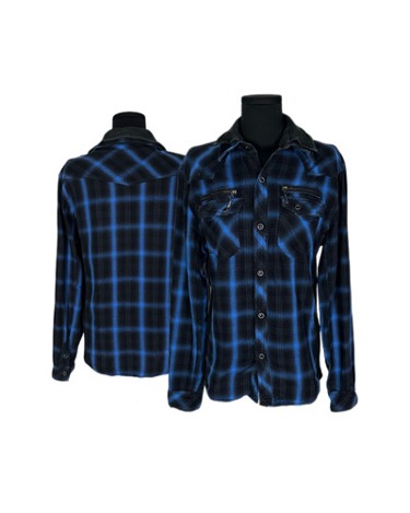 IN THE ATTIC blue check layered collar shirt