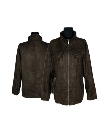 brown suede texture zip-up jacket