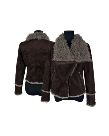 brown shearling crop rider jacket