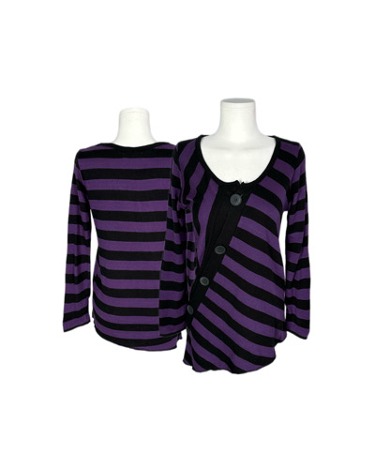 purple stripe unbalance cardigan