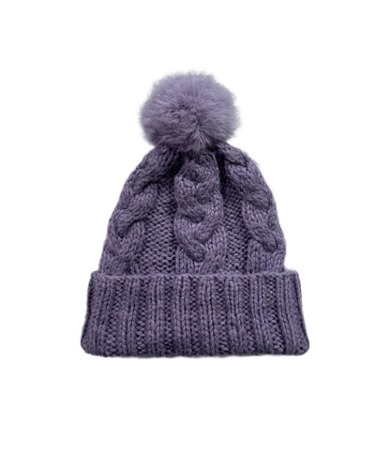 violet knit bell hat