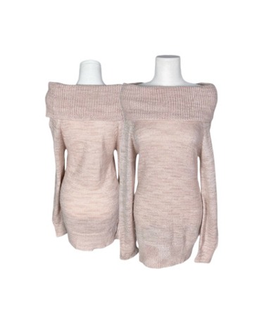 glitter pink off-shoulder knit dress