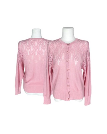 pink pattern crochet cardigan