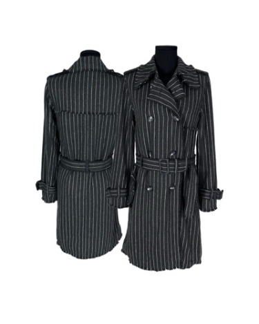 grunge pin-stripe belted coat