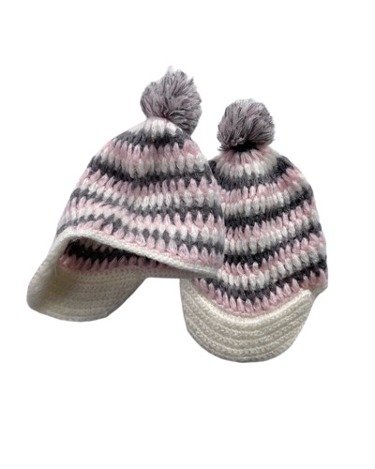 pink crochet knit bell hat