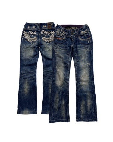 low-rise wing embroidery jean