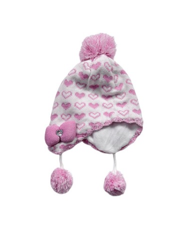 kitsch pink pomopm knit hat