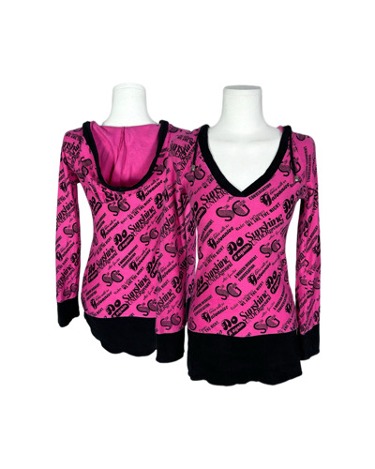 kitsch pink pattern hood t-shirt
