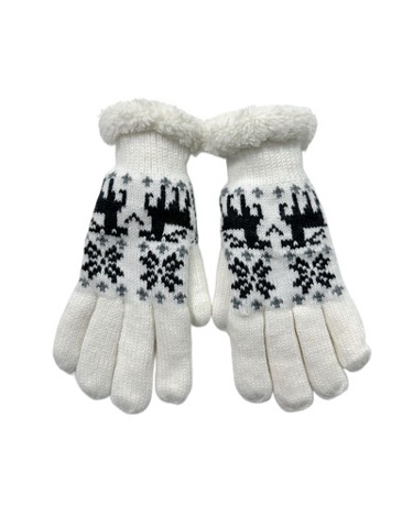 white nordic knit glove