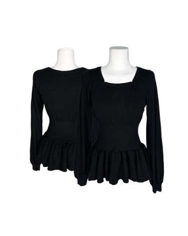 square neck frill knit top