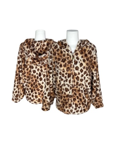 SUGAR DOLL leopard fleece hood zip-up