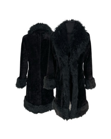 black shearling fur coat