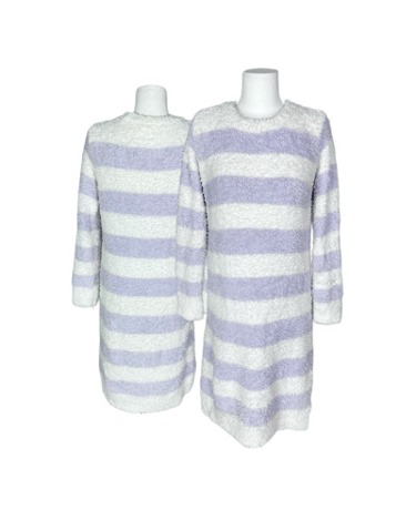 violet stripe fleece dress