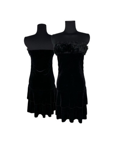 black fur velvet dress