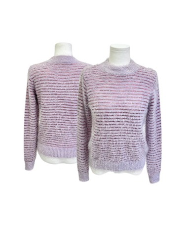 violet hairy stripe knit