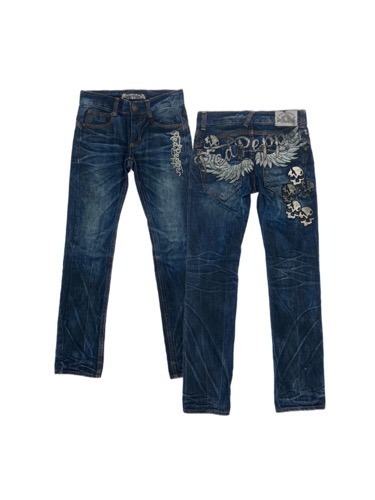 punk wing logo embroidery jean