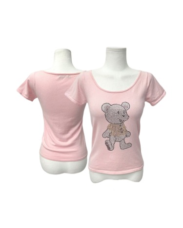 cubic bear pink knit t-shirt