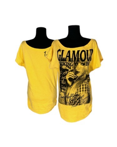 yellow glamour printing t-shirt