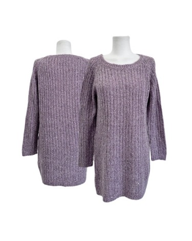 purple ribbed spangle knit