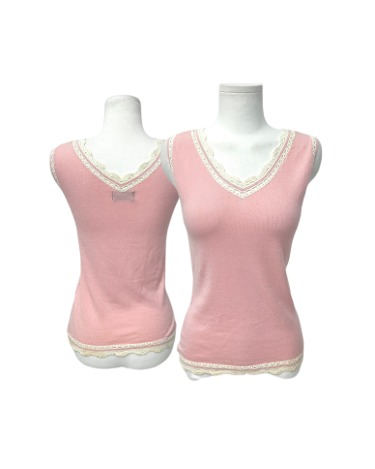 lace pink knit sleeveless